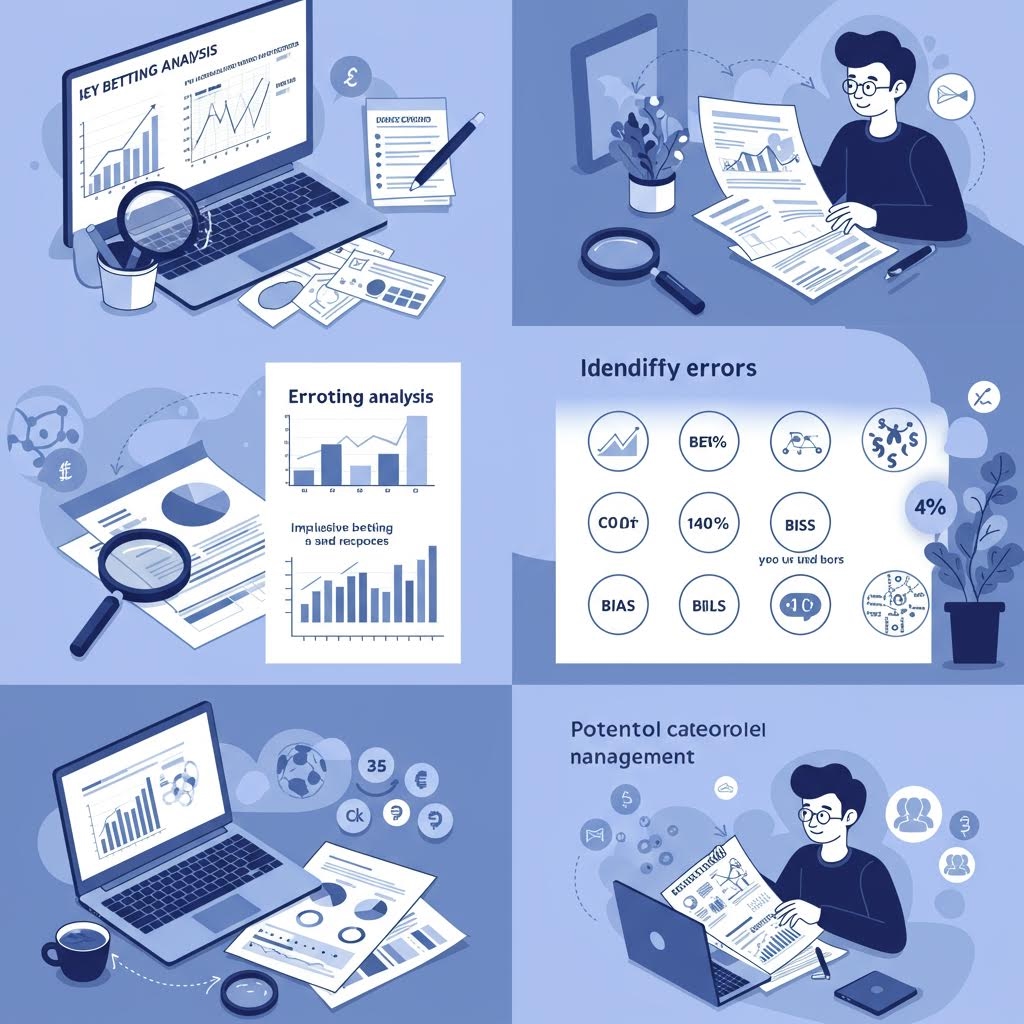 책상에 앉은 사람이 자료와 그래프를 들여다보며 문서 내용을 정리하는 모습을 일러스트로 표현한 순간