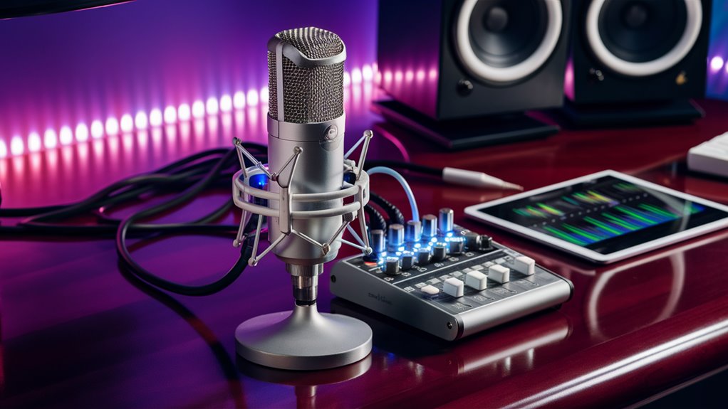 setting up audio equipment
